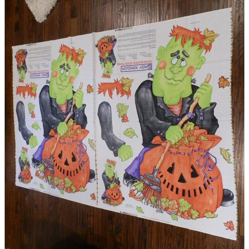 Lot of 5 Halloween Vest Fabric Panels Sewing Frankenstein Jack o Lantern Ghost